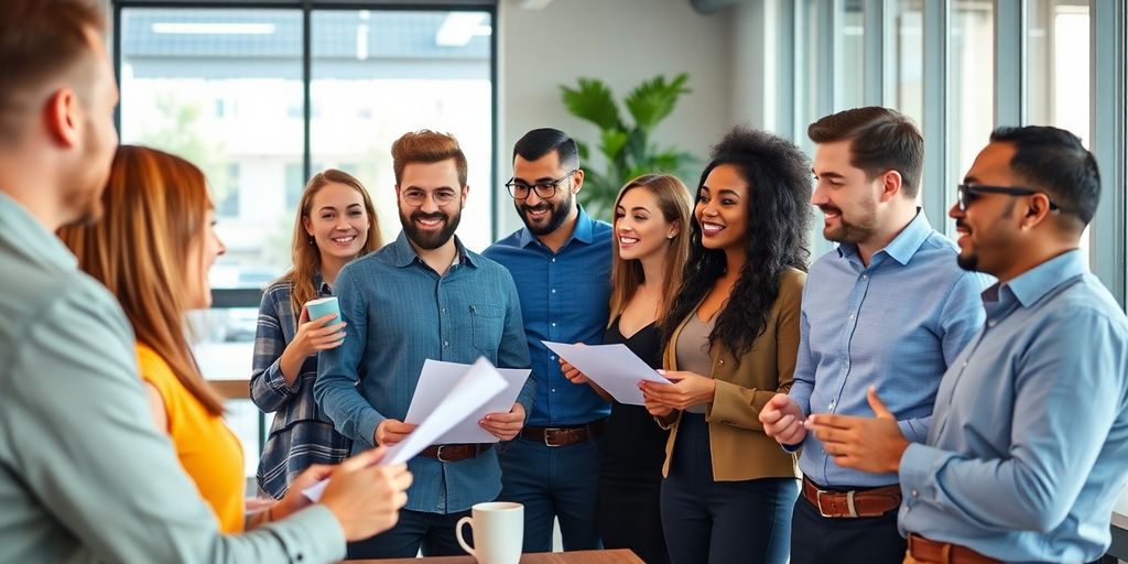 Diverse entrepreneurs collaborating in a modern workspace.