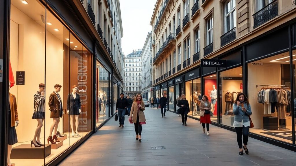 Magazine de modă europene moderne pe o stradă urbană
