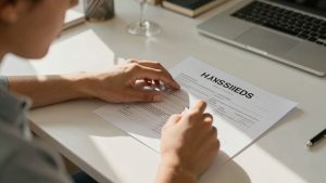 Antreprenor verificând profilul de afaceri acasă.